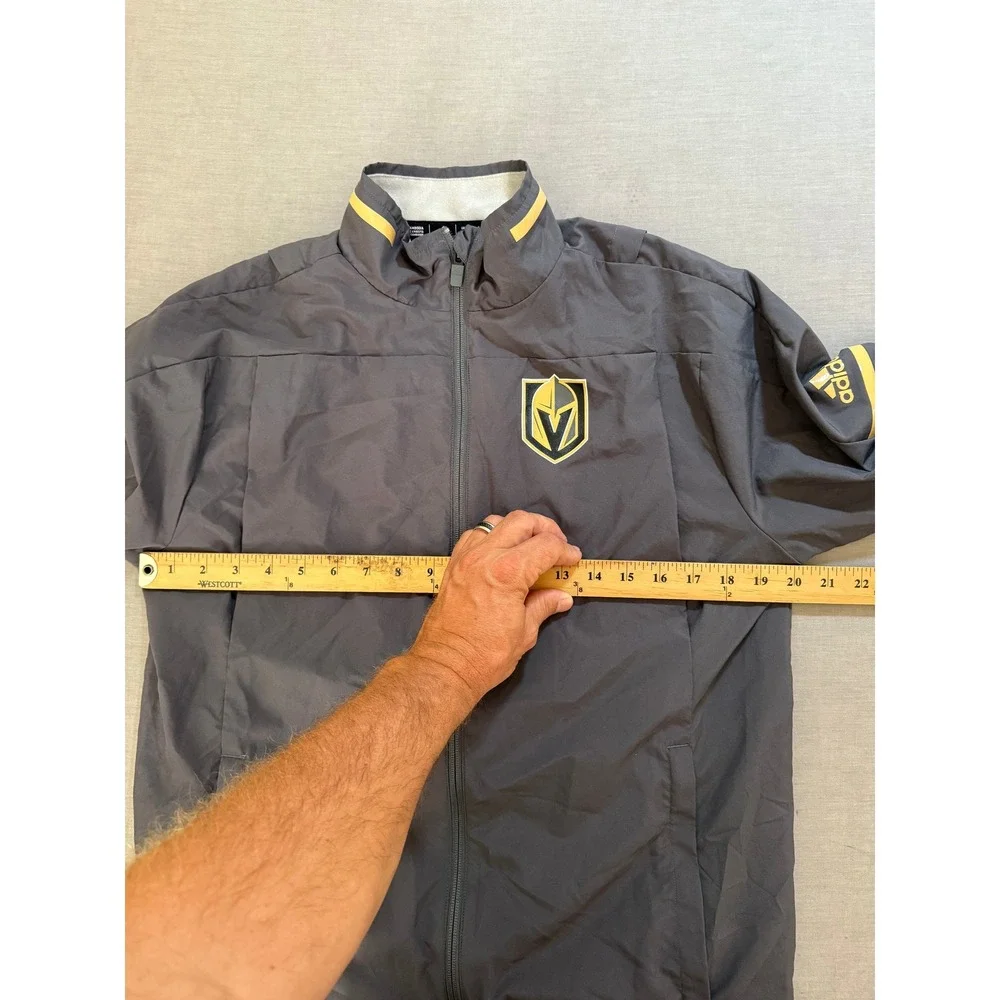 Adidas NHL Vegas Golden Knights Jacket Full Zip Gray Mens Size S Windbreaker‎